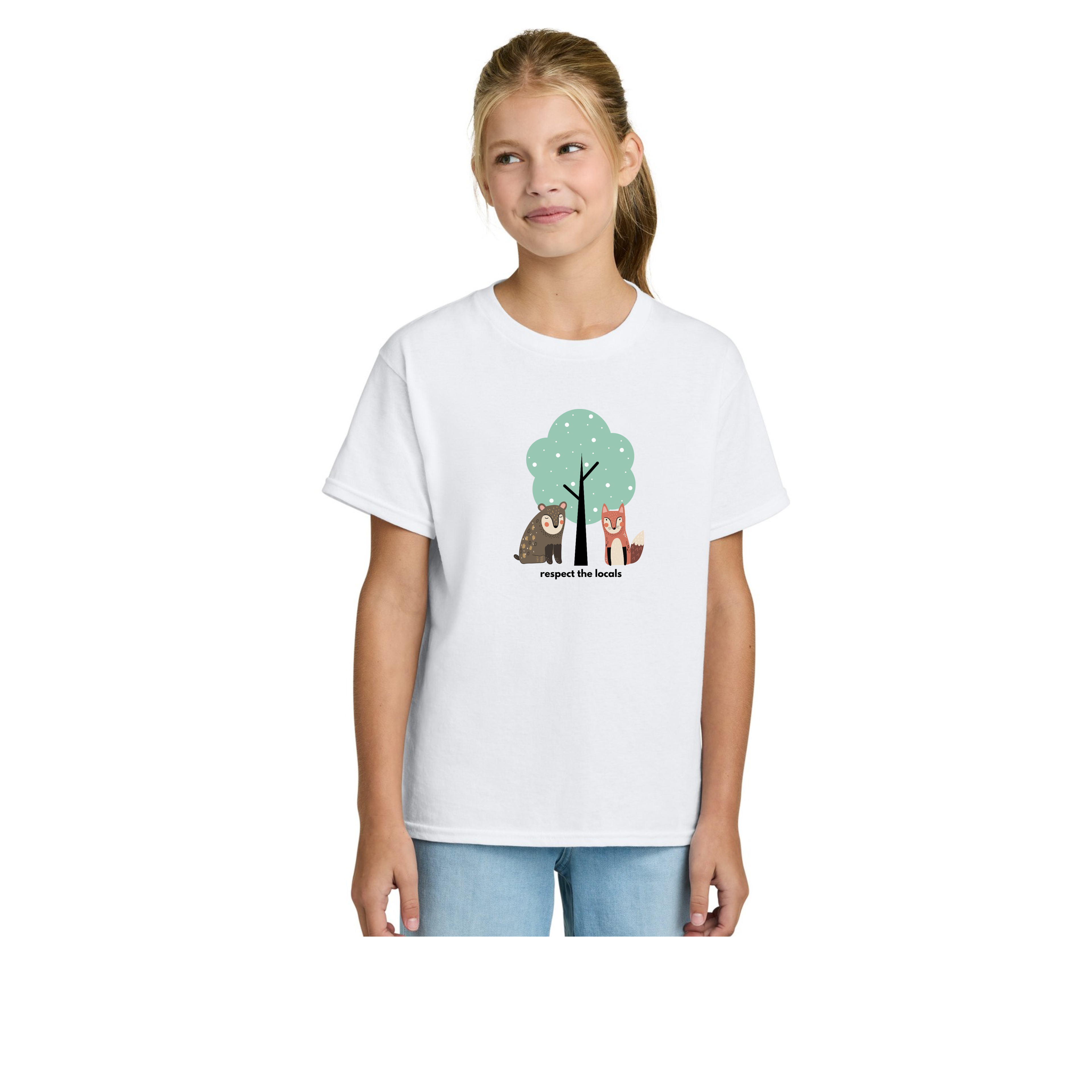 Kids Tee — 'Respect the Locals' Woodland Fox & Bear