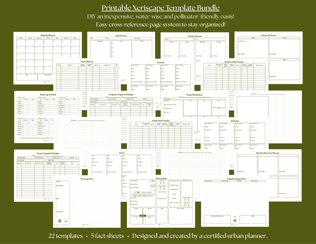 Printable Xeriscape Template Bundle - Minimalist