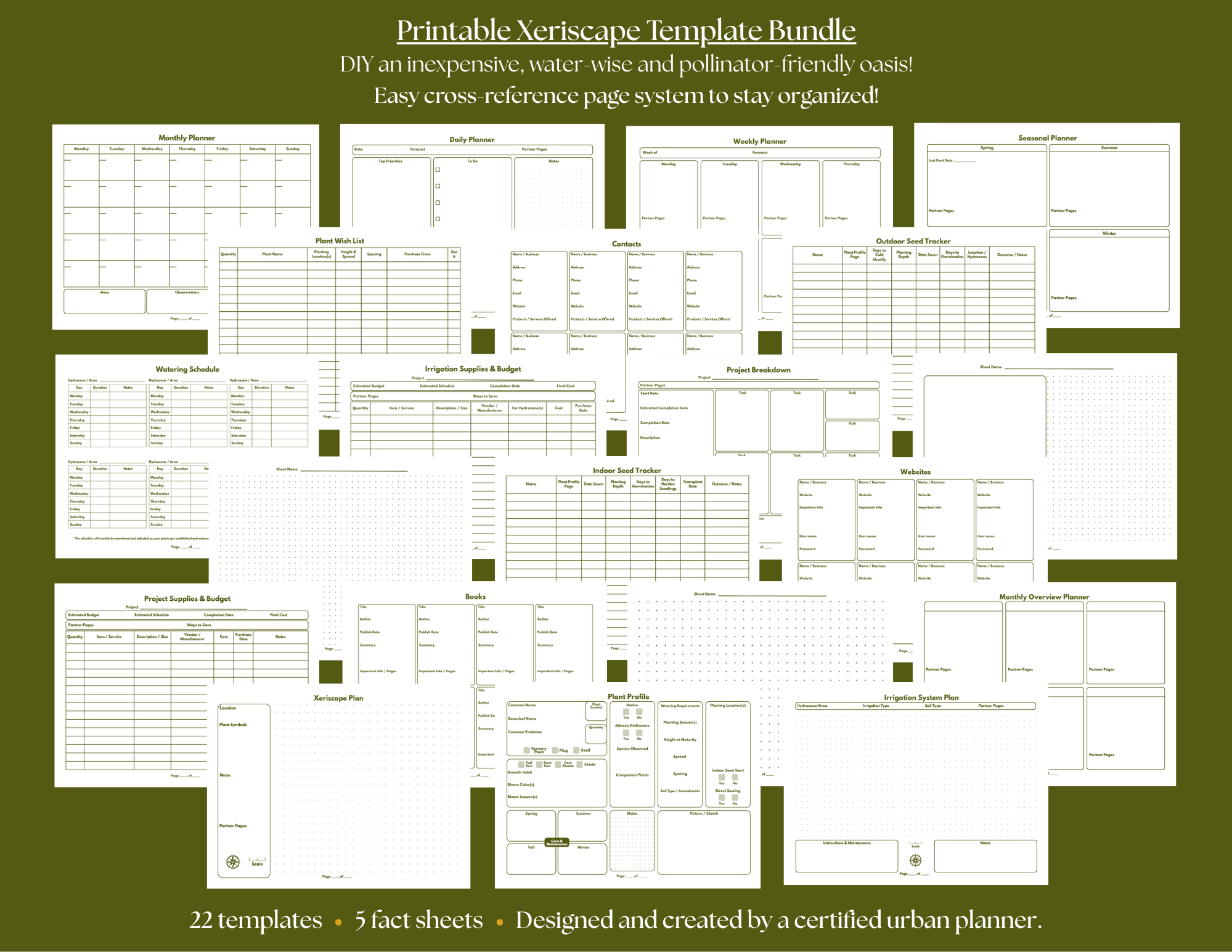 Printable Xeriscape Template Bundle - Minimalist