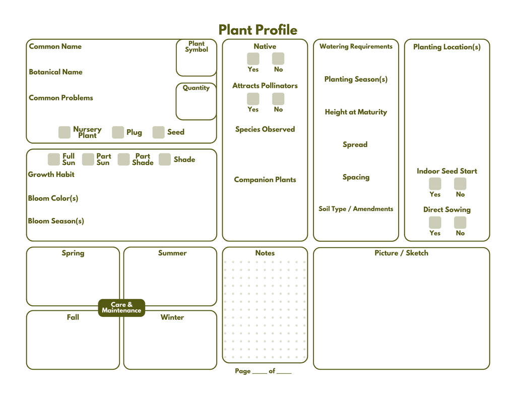 Printable Plant Profile Worksheet