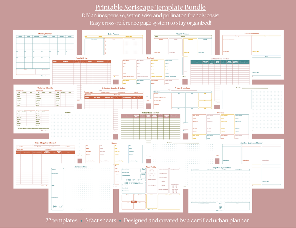 Printable Xeriscape Template Bundle - Signature Bloom